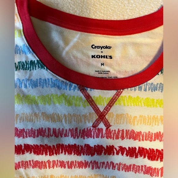 NWT Crayola x Kohls rainbow stripes pajama set, women’s size medium - Picture 4 of 5